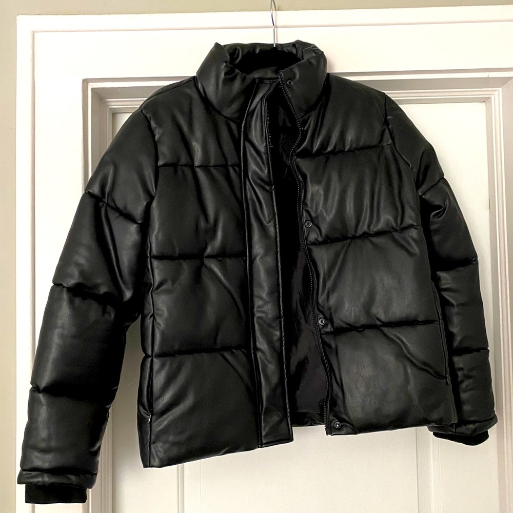 Vegan Leather Puffer Coat / Jacket LIKE NEW